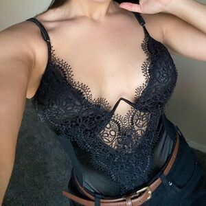 Like NEW Black lace bodysuit